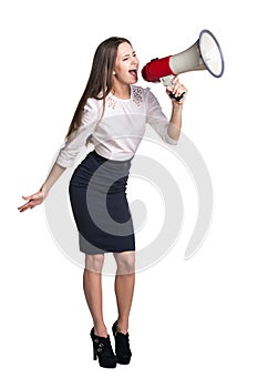 Business woman with megaphone