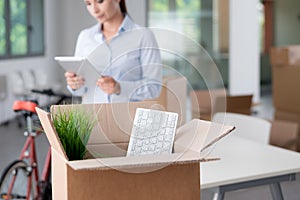 Business woman moving in a new office