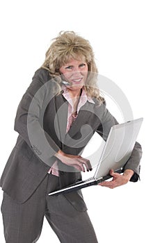 Business Woman Multitasking With Cellphone and Laptop 5