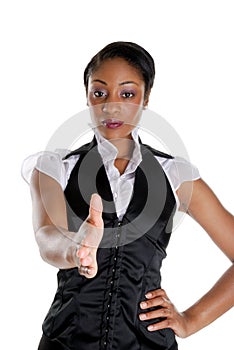 Business woman offering a handshake