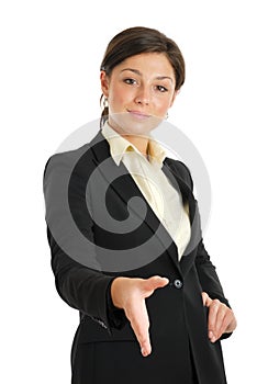 Business woman offering a handshake