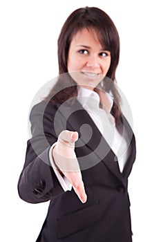 Business woman offering handshake