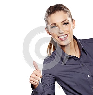 Business woman with ok hand sign