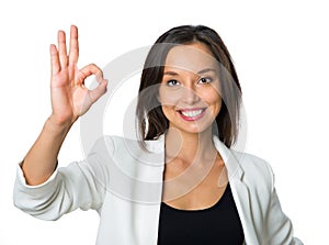 Business woman with an ok sign