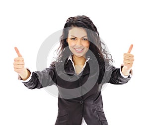 Business woman with okay gesture