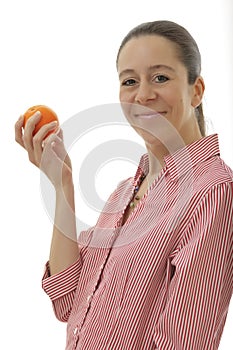 Business Woman with an Orange