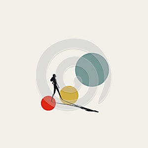 Business woman and personal growth vector concept. Symbol of achievement, success and development. Minimal illustration.