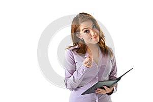 Business Woman Pointing a Pen