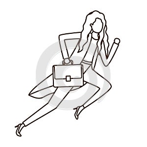 Business woman with portfolio avatar character