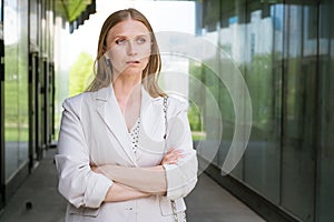 Business woman portrait Crossed arms. Happy successful professional portrait