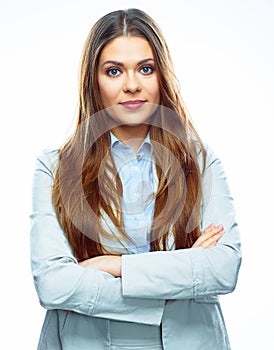 Business woman portrait, Isolated white background.