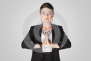 Business woman pray, and wish