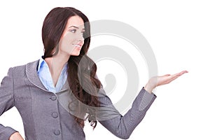 Business woman presenting photo