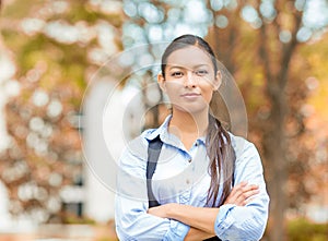 Business woman professional isolated outside indian fall background