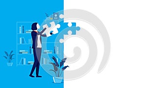 Missing piece - Businesswoman solving problem