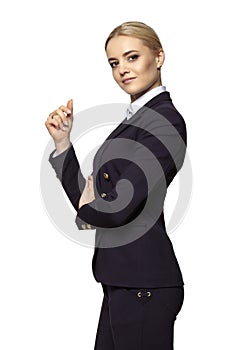 Business Woman with Raised Hand