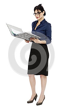 Business Woman Reading Document