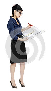 Business Woman Reading File