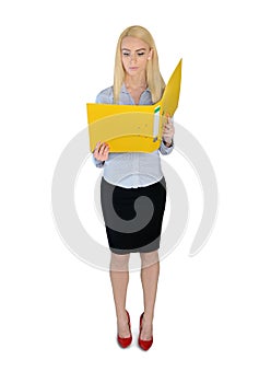 Business woman reading file