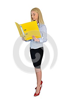 Business woman reading file