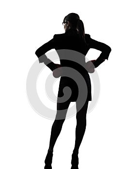 Business woman ready fighting boxing gloves silhouette