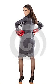 Business woman ready to fight