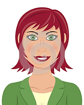 Business Woman with Red Hair Green Eyes