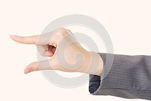 Business woman's hand using finger to select or take