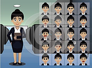 Business Woman Secretary Cartoon Emotion faces Vector Illustration