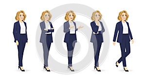 Business woman set low angel view