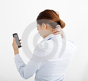 Business Woman with shoulder and neck pain