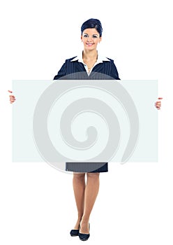 Business woman showing blank