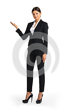 Business woman showing copyspace