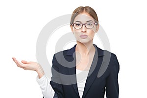 Business woman showing copyspace