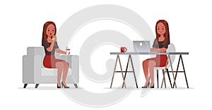 Business Woman showing different gestures character vector design. no13