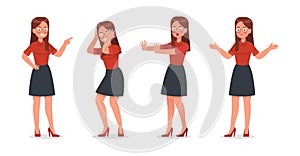 Business Woman showing different gestures character vector design. no3