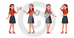 Business Woman showing different gestures character vector design. no6