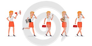 Business Woman showing different gestures character vector design. no9