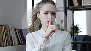 Business Woman Showing Gesture of Silence, Office indoor,Young,,,,