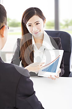 Business woman showing good financial situation