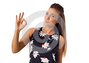 Business woman showing ok sign