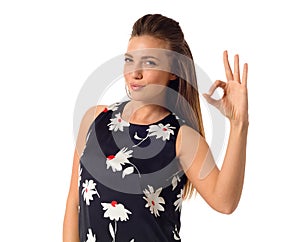 Business woman showing ok sign