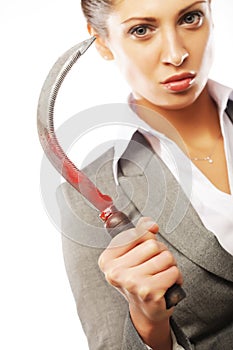 Business woman with sickle