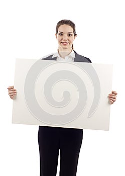 Business Woman with Sign