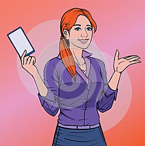 Business woman with smartphone and mobile phone Some people are impressive. Illustration vector On pop art comics style.