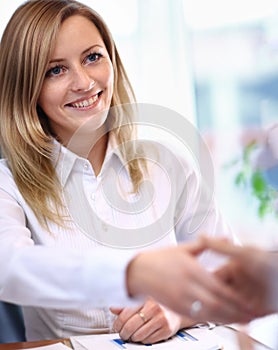 Business woman smiling