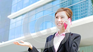 Business woman speak phone