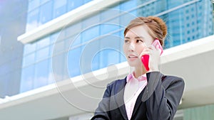 Business woman speak phone