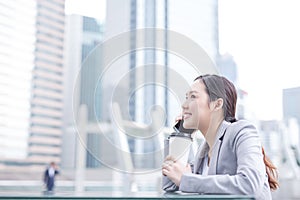 Business woman speak smart phone