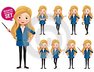 Business woman standing vector character set. Business characters of woman wearing professional  formal attire.